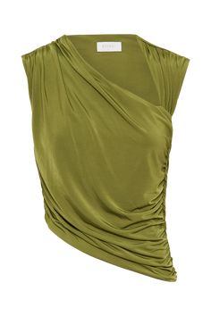 Sophisticated staple.The GRISELDA Draped Slinky Sleeveless Top is a chic and elegant piece for any wardrobe. It features an asymmetrical neckline and sleeveless design, offering a modern and sophisticated look. The ruched detailing and asymmetrical hemline add a touch of texture and flair. Fully lined for comfort, this top is perfect for both casual and dressy occasions, making it a versatile addition to your collection. Vintage Brands Clothing, Draped Top Outfit, Textured Outfit, Asymmetrical Outfit, Assymetrical Top, Draped Tops, Layering Tops, Unique Tops, Statement Tops