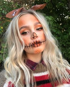 Scarecrow Makeup Men, Scarecrows For Halloween, Hallowing Makeup, Scarecrow Costume Makeup, Halloween Makeup Scarecrow, Cute Scarecrow Makeup, Purim Makeup, Nem Halloween Makeup, Scarecrow Halloween Costume