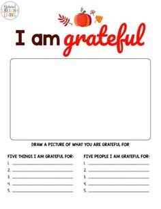 an i am grateful card with the words, i am grateful in red and orange