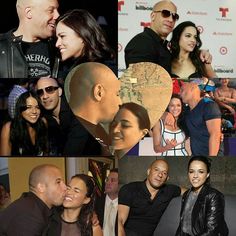 several different pictures of people smiling and posing for the camera, with one woman kissing another man's forehead