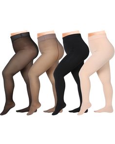 PRICES MAY VARY. What You Get: you will receive 4 pairs of fleece leggings, suitable for women and girls, rich styles and colors for you to replace and choose, you can also share them with your partners Proper Size: fleece translucent tights are not too thick or tight, for regular models, we recommend for women height 5'1''-5'8'', weight 88-160 lbs, and plus size models height 5'1''-5'8'', weight 160-209 lbs, please choose according to the size chart, sizes not labeled [plus size] are regular.; Cheap Stretch Winter Hosiery, Solid Full-length Hosiery For Winter, Fleece Lined Sheer Tights, Translucent Tights, Black Fleece Lined Tights, Solid Color Tights With 4-way Stretch And Light Support, Skin Coloured Tights, Fleece Lined Tights, Lined Tights