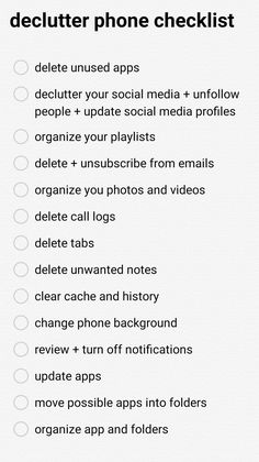 a checklist with the text deluter phone checklist