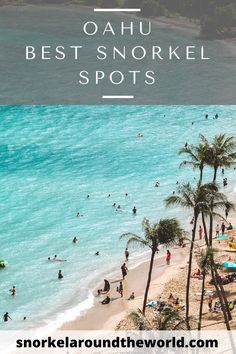 the best snorkel spots in oahu, hawaii with text overlaying it