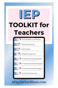 a poster with the words iep tool kit for teachers