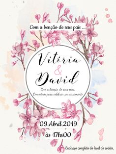 the wedding announcement with pink flowers and watercolor paint on white paper, in spanish