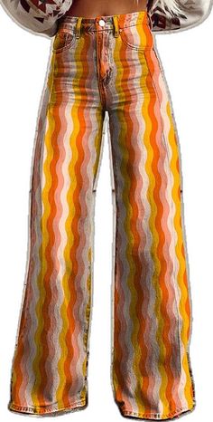 Multicolor High Waist Jeans For Fall, Retro Multicolor Fall Pants, Multicolor Stretch Bottoms For Fall, Retro Relaxed Fit Bottoms With Pockets, Trendy Multicolor Straight Leg Wide Pants, Retro High-waisted Summer Jeans, Retro High-waisted Jeans For Summer, High Waist Retro Bottoms With Pockets, Retro High-waist Bottoms With Pockets