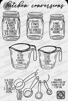 the instructions for how to make mason jars with scissors and measuring cups in each jar