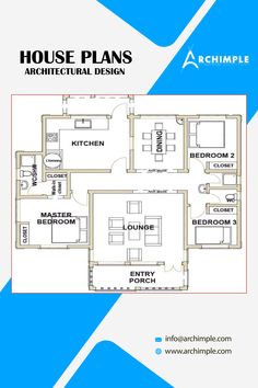 the floor plan for a house with three bedroom and two bathrooms, which are located on each