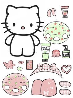 a hello kitty wallpaper with various items