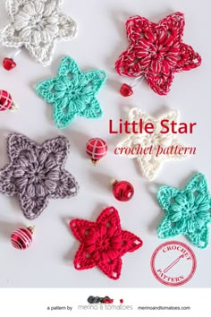 the little star crochet pattern is shown here