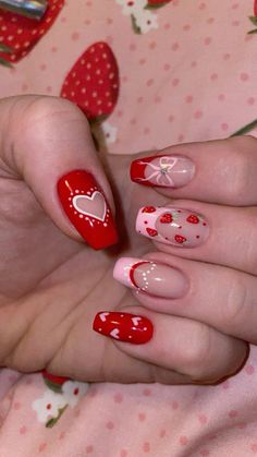 #strawberry #nails #coquette  #nailsoftheday Strawberry Nail Art, Nails Coquette, Strawberry Nails, Hippie Nails, Punk Nails, Cute Simple Nails, Pretty Gel Nails, Really Cute Nails, Minimalist Nails