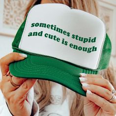 Enough said Foam trucker hat snap back pink, black, or green Green Hat With Letter Print And Curved Bill, Funny Trucker Hat For Streetwear, Green Curved Bill Hat With Letter Print, Green Snapback Hat With Letter Print, Green Letter Print Snapback Baseball Cap, Green Snapback Cap With Letter Print, Green Snapback Baseball Cap With Letter Print, Green Letter Print Snapback Cap, Green Trucker Cap With Flat Brim