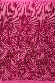 pink sequined fabric with wavy lines