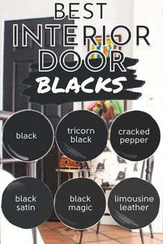 the best interior door colors for black and white walls with text overlaying them