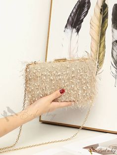 Bird in Bag - Decorative Chain Evening Clutch Bag - Ideal for Weddings, Proms, and Parties Wedding Clutch Bag With Chain Strap, Gold Shoulder Bag With Chain Strap For Wedding, Gold Clutch With Chain Strap For Wedding, Gold Chain Strap Shoulder Bag For Wedding, Rectangular Wedding Shoulder Bag With Chain Strap, Gold Wedding Shoulder Bag With Chain Strap, Gold Wedding Bags With Chain Strap, Glamorous Gold Shoulder Bag For Wedding Guests, Glamorous Champagne Bag For Wedding