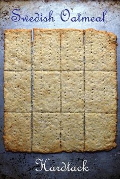 some crackers are arranged in the shape of squares on a baking sheet with text overlay