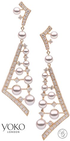 Brilliant Luxury♦YOKO London Stellar Akoya Pearl and Diamond Earrings in 18ct Yellow Gold Baroque Pearls Necklace, Pearl And Diamond Necklace, Pearl Jewellery