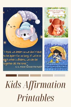 children's affirmation printables with pictures of animals