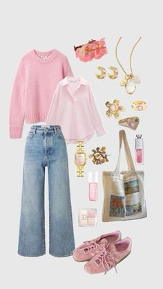 Galinda Outfit Aesthetic, 50s Pink Aesthetic, Rome Outfits March, How To Dress Girly, Glinda Outfit Aesthetic, Spring Fashion 2025, Feminine Pants Outfit, Outfits For Paris In March, Spring Thrift Outfits