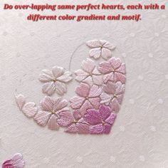 a card with flowers on it that says, do over - tapping some perfect hearts, each with a different color gradient and motif