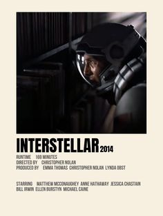 the poster for interstellar 2014 shows a man in a helmet looking into a mirror