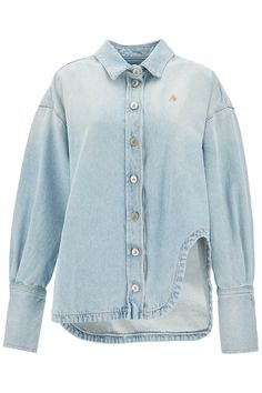 176 THE ATTICO DENIM SHIRT Denim Overshirt, Womens Denim Shirt, The Attico, Denim Chic, Denim Details, Womens Blazers, Light Wash Denim, Denim Pant, Denim Shirt