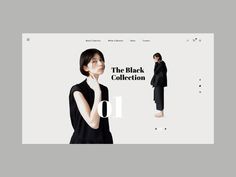 the black collection website is displayed in front of a woman's face and body