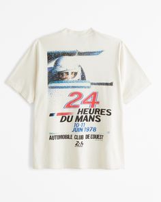 Classic short-sleeve tee in our softAF 180g fabric and vintage oversized-fit silhouette, featuring 24 Hours of Le Mans racing-inspired graphic detail at left chest and back and crew neckline. Vintage Le Mans, Tshirt Design Inspiration, Jeff Gordon, Top Graphic Tees, Men Vintage, Vintage Shirt, Mens Graphic Tee, Vintage Shirts, Oversized Fits