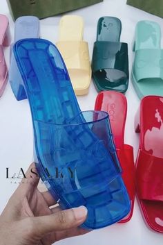 Lasaky - Womens Open-Toe Jelly Slide Sandals in Classic Flat Design Cheap Cushioned Open Toe Jelly Sandals, Luxury Slip-on Sandals Made Of Synthetic Material, Cheap Trendy Blue Jelly Sandals, Cheap Blue Trendy Jelly Sandals, Jelly Slides, Rubber Slippers, Jelly Flats, Women Slides, Jelly Shoes