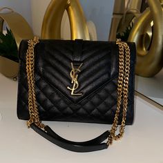 Questions? Leave A Comment Below! Ysl Bags Handbags, Designer Envelope Shoulder Bag With Gold-tone Hardware, Bags Ysl, Ysl Bags, Saint Laurent Bags, Yves Saint Laurent Bags, Envelope Bag, Leave A Comment, Ysl Bag