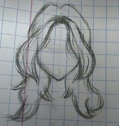 a drawing of a woman's head with long hair on top of graph paper