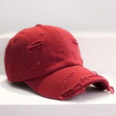 Red Distressed Baseball Ball Cap Hat Dad Solid Blank, Plain Men Women Cotton Red Summer Dad Cap, Red Summer Dad Hat, Summer Red Dad Cap, Casual Red Flat Cap, Casual Red Hat, Casual Red Snapback Baseball Cap, Casual Red Hat With Short Brim, Red Casual Baseball Cap, Red Casual Baseball Cap One Size Fits Most