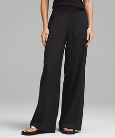 Swift Wide-Leg Mid-Rise Pant *Full Length | Women's Pants | lululemon Lululemon Wide Leg Pants, Lululemon Relaxed Fit Pants With Pockets, Black Travel Pants With Pockets, Lululemon Educator, Educator Outfits, Jumper Short, Teacher Clothes, Leg Pants Outfit, Modest Style