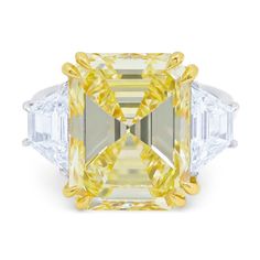 Fancy Yellow Diamond Ring, Canary Yellow Diamonds, Yellow Diamond Ring, Canary Diamond, Lab Grown Diamond Engagement Ring, Emerald Cut Diamond Ring, Casual Rings, Asscher Diamond, Yellow Diamond Rings