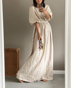 Long Linen Dresses, Linen Wedding Dress, Natural Linen Dress, Solid Maxi Dress, Modesty Outfits, Linen Dress Women, Long Linen Dress, Boho Wedding Dress, White Maxi Dresses