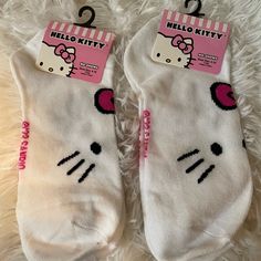 Cute White Non-slip Socks, Cute White Stretch Socks, Cute Stretch White Socks, White Non-slip Fun Socks, White Fun Non-slip Socks, Fun White Non-slip Socks, Cute White Cat Design Socks, Playful White Cotton Socks, Playful Fitted White Socks