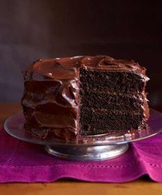 a piece of chocolate cake on a plate