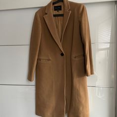 Camel Coat - Visible Wear At Cuffs And Around Pockets Camel Lapel Collar Outerwear For Work, Camel Long Coat For Workwear, Camel Long Coat For Work, Camel Long Sleeve Business Outerwear, Camel Business Outerwear, Camel Coat, Massimo Dutti, Camel, Jackets & Coats