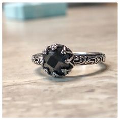 Beautiful Sterling Silver Black Cz Floral Ringavailable In Sizes 6 And 8rhodium Platedhigh Polish Onyx Rings Women, Rings Women Silver, Ring Board, Onyx Rings, Rings Women, Floral Ring, Ring Color, Womens Jewelry Rings, Rhodium Plated