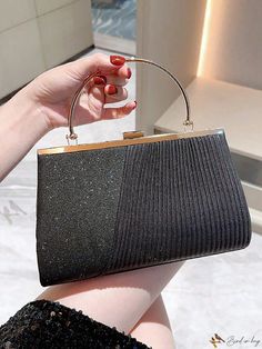 Bird in Bag - Elegant Evening Bag for Women: Glitter Embellished Clutch, Ideal for Parties, Banquets, and Weddings, featuring Stylish Chain Shoulder Strap, available in Silver, Black, and Gold, with Handle Glitter Evening Bag For Events, Elegant Sparkling Bags For Night Out, Elegant Sparkling Evening Bag For Night Out, Elegant Glitter Evening Bag, Elegant Glitter Evening Bag For Prom, Elegant Glitter Party Bag, Holiday Evening Bags, Elegant Glitter Evening Bag For Night Out, Formal Holiday Bags