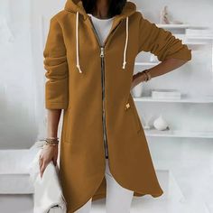 Please kindly noted that this item is sold by Minukebu from Joybuy marketplace. Hoodies for Women KONBECA Women's Solid Color Zip up Hoodie, Long Irregular Hem Long Coat, Plus Size Winter Warm Sweatshirts Jackets Hoodies Outerwear with Pockets Size: M.  Color: Brown.  Gender: female.  Age Group: adult. Cheap Casual Hooded Sports Jacket, Cheap Cotton Sporty Outerwear, Affordable Casual Sports Hooded Jacket, Cheap Hooded Sweatshirt For Sports Season, Cheap Hooded Fleece Jacket With Pockets, Cheap Navy Hooded Outerwear, Cheap Sporty Outerwear With Zipper Closure, Cheap Hooded Sports Outerwear, Winter Overcoat