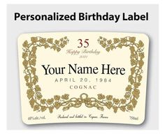 personalized birthday label for your name here