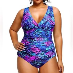 Aqua Eve Womens Modest Plus Size 18w Tummy Control One Piece Swimsuit. Nwt New To Poshmark? Please Sign Up Using Our Code Jaxxandgee And Redeem $10 Off Your First Purchase! Purple V-neck Stretch Swimwear, Modest Plus Size, Ruched Swimwear, Plus Size One Piece, One Piece Swimsuits, Women Plus Size, Womens Swim, One Piece Swimsuit, Bathing Suits