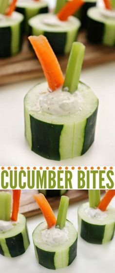 cucumber bites with carrots and celery in them