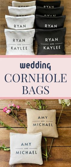 wedding cornhole bags with names on them