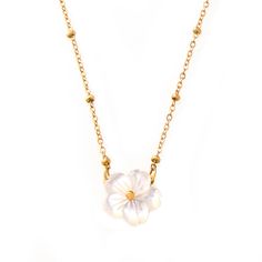 Surprise the person you love with the perfect gift! Perfect for birthdays, anniversaries, or as a "just because" gift for that special person in your life. Sea Shell Flower, Hawaiian Necklace, Peach Blossom, Gold Clips, Elegant Pendant, Flower Pendant Necklace, Summer Necklace, Sterling Silver Necklace Pendants, Gold Plated Chains