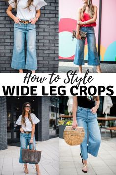 Wide Leg Crop Jeans Outfit Summer, Cropped Wide Leg Pants Outfit Summer, Wide Leg Jeans With Sandals, Wide Leg Jeans Cropped Outfit, Cropped Wide Leg Jeans Outfit Summer, Wide Leg Mom Jeans Outfit, Wide Leg Jean Outfits Summer, How To Style Cropped Jeans, Wide Leg Capri Outfit