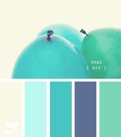 an image of some blue and green balloons in the color palettes on this phone