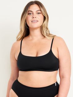 scoop neck adjustable straps fitted light support for a-c cups hits above ribcage xs = 34a, 32b cup sizes s = 32c, 34b, 36a cup sizes m = 34c, 34d, 36B, 36c, 38b cup sizes l = 34d, 34dd, 36c, 36d, 38b, 40b cup sizes xl = 38dd, 40d, 40dd cup sizes xxl = 42d, 42dd cup sizes models are approx.  5'9" and wear sizes s (4), l (12), and xl (18)machine wash according to the care instruction label Fitted Black Sports Bra With Adjustable Straps, Black Scoop Neck Crop Top Bra Friendly, Black Scoop Neck Bra Friendly Crop Top, Black Scoop Neck Crop Top, Bra Friendly, Black Scoop Neck Bra-friendly Crop Top, Scoop Neck Stretch Bra With Adjustable Straps, Fitted Scoop Neck Bra, Fitted Full Coverage Sports Bra With Adjustable Straps, Scoop Neck Bra With Adjustable Straps