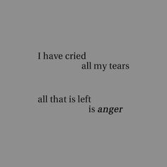 the words i have tried all my tears all that is left is anger